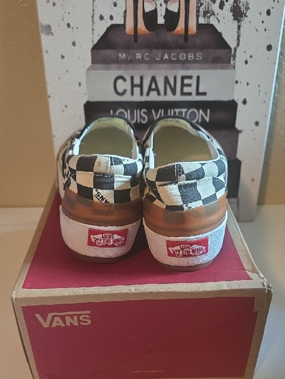 Vans Women's Checkerboard Slip-On Sneakers - Black & White - Picture 6 of 9